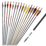 Customizable Pure/Mixed Carbon Arrows 300-800 Spine Shafts with Feather and Field Tip Shooting Practice