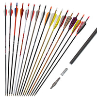 Customizable Pure/Mixed Carbon Arrows 300-800 Spine Shafts with Feather and Field Tip Shooting Practice
