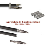 Customizable Pure/Mixed Carbon Arrows 300-800 Spine Shafts with Feather and Field Tip Shooting Practice
