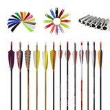 Customizable Pure/Mixed Carbon Arrows 300-800 Spine Shafts with Feather and Field Tip Shooting Practice